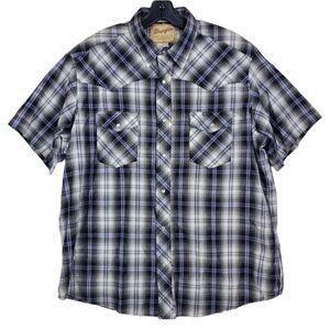 WRANGLER Shirt Mens *XL Multicolor Western Pearl Snap Tartan Plaid Outdoor Rodeo
